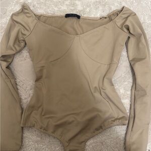 Tan Long Sleeve Bodysuit